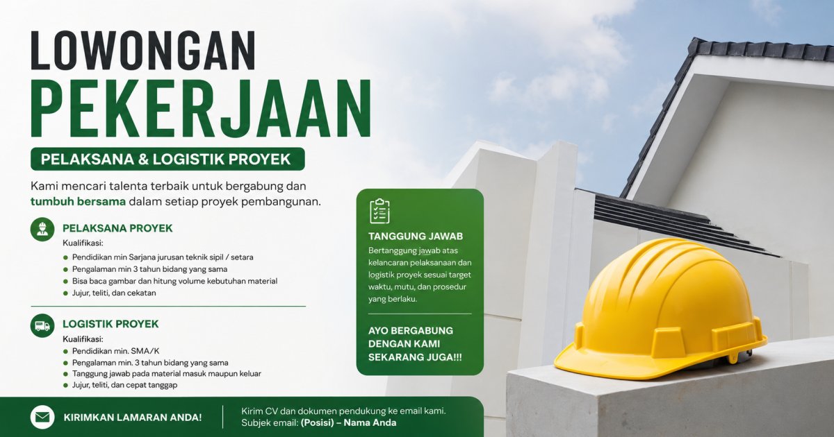 LOWONGAN PEKERJAAN: PELAKSANA & LOGISTIK PROYEK